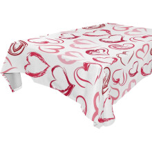 Valentines Day Square Tablecloth, Hearts Lover Rectangle Modern Table Linen Cloth Cover for Kitchen Dining Room Party Home Decor
