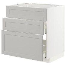 ProTuning METOD/MAXIMERA base cab f hob/int extractor w drw, 80x60 cm, white/Lerhyttan light grey