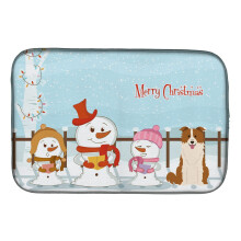 Caroline's Treasures BB2450DDM Merry Christmas Carolers Border Collie Red White Dish Drying Mat, 14 x 21, Multicolor
