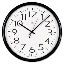 Universal 11641 Round Wall Clock, 13-1/2in, Black
