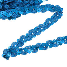 sourcing map 16.4 Yard Sequins Trim Ribbon 0.6 Inch Sequin Gimp Braid Trim Spangle Flat Sequins Paillette Fabric Flat Trims Strips for Crafts Sewing