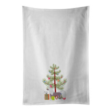 Caroline's Treasures Chinese Crested Merry Christmas Tree White Kitchen Towel Set of 2
