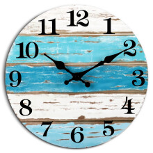 CHYLIN Wall Clock, 18 Inch Beach Wall Clocks Battery Operated, Coastal Ocean Themed Blue Clock Decor for Lake House, Home Clearance, Kitchen, Pool, B