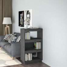 ZEYUAN Book Cabinet/Room Divider Grey 60x35x103 cm Solid Wood Pine,wooden bookcase free standing shelf Living Room, Home, Office Use Furniture to she