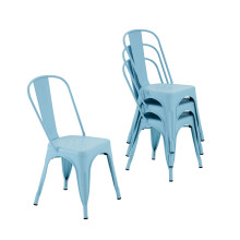 Nazhura Metal Dining Chair Farmhouse Tolix Style for Kitchen Dining Room Café Restaurant Bistro Patio, 18 Inch, Stackable, Waterproof Indoor/Outdoor