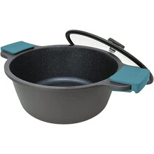 Arcos Thera Series | Non-Stick Saucepan | Cast Aluminium | Compatible with All Heat Sources | Silicone Handles | Energy Saving | Dishwasher Safe | Bl
