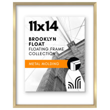 Americanflat Aluminum 11x14 Floating Picture Frame Set of 2 in Gold - Use as 11x14 Picture Frame or 8x10 Floating Frame - Photo Frame with Slim Metal