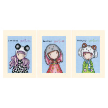 Vervaco Gorjuss Greetings Card Set of 3, Light Blue, Approx. 10.5 x 15 cm, Set of 3 Pieces