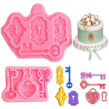 Cestony 2Pcs Vintage Lock and Key Silicone Molds for DIY Cake Fondant Biscuit Cookies Soap Sugar Pudding Chocolate Hard Candies Dessert Candle Decor