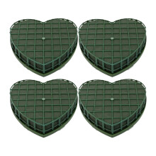 Losueeun Pack of 4 Foam Blocks Heart Shape Foam Blocks Green Clay Heart Shaped Flower Bricks Artificial Flower Mud with Suction Cup