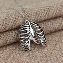 Necklace Pendant Vintage jewelry Skull Ribcage Ribs Anatomical Pendant Necklace toned Gothic Science Bone Necklace Colar Link Chain necklace Jewelry