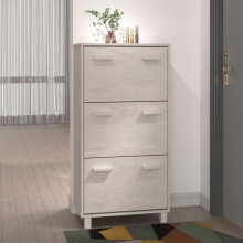 Iiaky Shoe Cabinet HAMAR White 59.5x35x117 cm Solid Wood Pine-Multifunctional Dust-proof Shoe Storage Cabinet for All Kinds of Shoes,Books,Toys and C