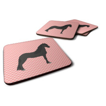 Caroline's Treasures BB7915FC Friesian Horse Pink Check Decorative Coasters, Fabric, Multicolor