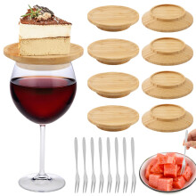 8 Pcs Wine Glass Charcuterie Topper with Fruit Forks, Mini Charcuterie Boards for Wine Glass for Family Gatherings, Restaurants, Bars, Keep Bug-Out a