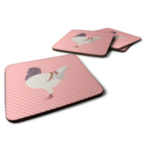 Caroline's Treasures BB7949FC German Modena Pigeon Pink Check Decorative Coasters, Fabric, Multicolor