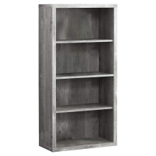 Monarch Specialties Bookcase - Sturdy Stand with 3 Adjustable Book Shelves - 48 Inches H (Grey)