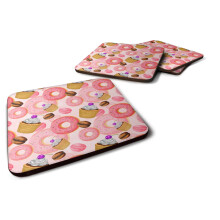 Caroline's Treasures BB7562FC Set of 4 Watercolor Sweet Pastries Foam Coasters Set of 4, 3 1/2 x 3 1/2, Multicolor