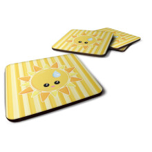 Caroline's Treasures BB7150FC Set of 4 Weather Sun Sprinkle Face Foam Coasters Set of 4, 3 1/2 x 3 1/2, Multicolor