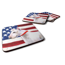 Caroline's Treasures BB9693FC Bull Terrier Patriotic Decorative Coasters, Fabric, Multicolor