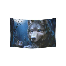 Daawqee Tapestry Dark Night Wolf Full Moon Tapestries Wall Hanging Flower Psychedelic Tapestry Wall Hanging Indian Dorm Decor Living Room Bedroom 60