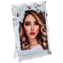 Modaier 5X7 Crystal Frame,Display Picture 4x6,Modern Clear Crystal Picture Frame With Multi Shining Loves For Photos of Wedding