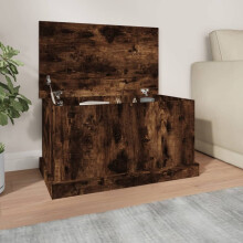 qohoio Storage Ottoman, Padded Foldable Bench, Chest with Lid, for Bedroom, Hallway, Living Room,Storage Box Smoked Oak 70x40x38 cm Engineered Wood