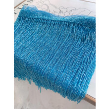 1.8 yards Blue Bead Fringe Trim For Dance Costume Party Decors Handmade Bead Fringe-1.8 yards,silver