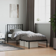 BaraSh Metal Double Bed Bed Frame with Headboard, Under Bed Storage Space, for Adults/Teenagers, Easy Assembly,Metal Bed Frame with Headboard Black 8