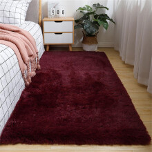 Fluffy Rugs Living Room Classic Soft Shaggy Rug NonSlip Faux Fur 80x160cm Wine Red Washable Plush Carpet For Bedroom