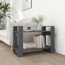 qohoio Book Cabinet/Room Divider Grey 80x35x56.5 cm Solid Wood Pine,Wooden Bookcase,Freestanding Storage Shelf, Home Office Decorative Bookshelf Disp