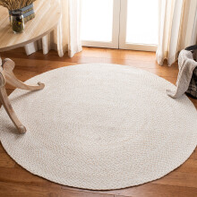 Safavieh Braided Collection BRD801A Hand-woven Area Rug, 5' Round, Ivory