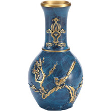 Antique Brass Vase Blue Vintage Autumn Flower Bottle Floor Flower Vases for Living Room Dried Flowers Small Vase China Style Vessel Decor Wedding Vas