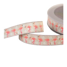 MYMERCERIE 15 m Spool Jacquard Braid Flamingos Beige 16 mm