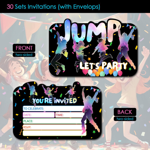 VAVINCI Jump Birthday Party Invitations, 30 Set 1
