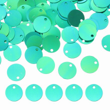 sourcing map Flat Round Sequins, 2100Pcs 10mm/0.4 Inch Loose Paillettes AB Dark Green Craft Sewing Sequins with Single Side Hole for DIY, Embroidery