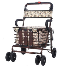 Elderly Trolley Foldable Mobile with Wheel Stabilizer Sit On Four-Wheeled Shopping Shopping Gift for Parents Interesting