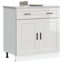Gecheer Kitchen Floor Cabinet Kitchen Base Cabinet Porto High Gloss White Engineered Wood Buffet Cabinet Kitchen Storage Unit Type3