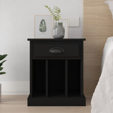 Iiaky Bedside Cabinet Black 43x36x50 cm-Bedside Tables Bedside Drawers Cabinet Side End Table Nightstand Storage Organizer Home Stand for Home Bedroo