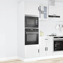 Gecheer Kitchen Cabinet Oven Cabinets 2 pcs Porto Gloss White Engineered Wood Wooden Kitchen Storage Cabinet
