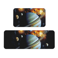 TRSGKSQP Planet Jupiter Kitchen Mats for Floor, Kitchen Rugs Sets of 2, Non Slip Cushioned Floor Mat Carpet Absorbent Washable Runner Standing Mat fo