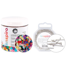 INNSPIRO Set Opaque Sequins and AB Mix 7 mm. 120 gr. and pins Blunt tip 500u.