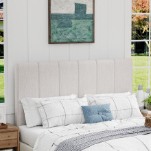 Yongchuang King Headboard Linen Headboard for King Size Bed Upholstered Headboard Panels Adjustable Height Grayish White