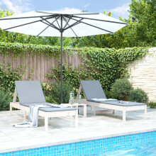 LXYZWRW Outdoor Furniture Sun Loungers 2 pcs with Table White Solid Wood Pine Outdoor Seating