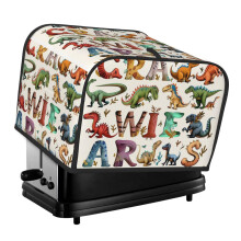 Four Slice Toaster Cover with Stylish Learning Alphabets with Dinosaurs Printing Kitchen Small Appliance Covers Fingerprint Protector