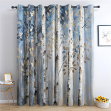 ADEIRO Birch Tree Blackout Curtains, Forest Leaf Curtains for Living Room Bedroom, Thermal Eyelet Curtain Drapes 63 Drop, Home Decor Pattern Window T