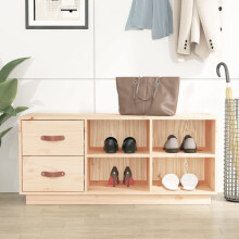 Tidyard Shoe Bench Shoe Cabinet Shoe Storage Unit Storage Shelving Unit for Hallway Living Room 100x34x45 cm Solid Wood Pine Type1 Home & Garden