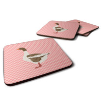 Caroline's Treasures BB7903FC Pomeranian Rogener Goose Pink Check Decorative Coasters, Fabric, Multicolor