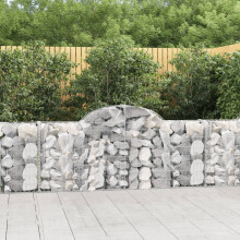 LXYZWRW Lawn & Garden Arched Gabion Baskets 4 pcs 200x30x80/100 cm Galvanised Iron Gardening
