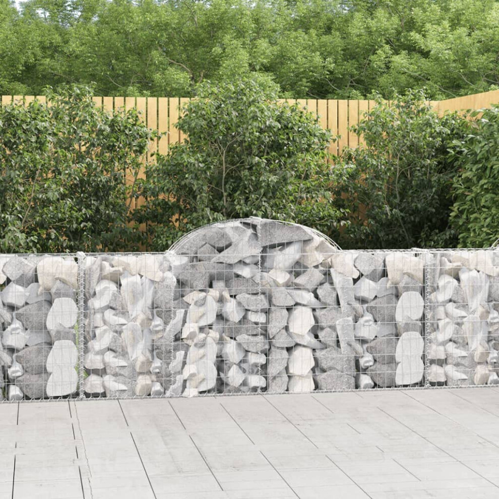 LXYZWRW Lawn & Garden Arched Gabion Baskets 4 pcs 200x30x80/100 cm Galvanised Iron Gardening-image-OPC-PPQWTZ8-NEW