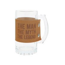 Pavilion - The Man The Myth The Legend - 16 oz Handled PU Leather Wrapped Beer Stein Drinkware Cup Glassware Daddy Dada Stepdad Father-in-Law Present